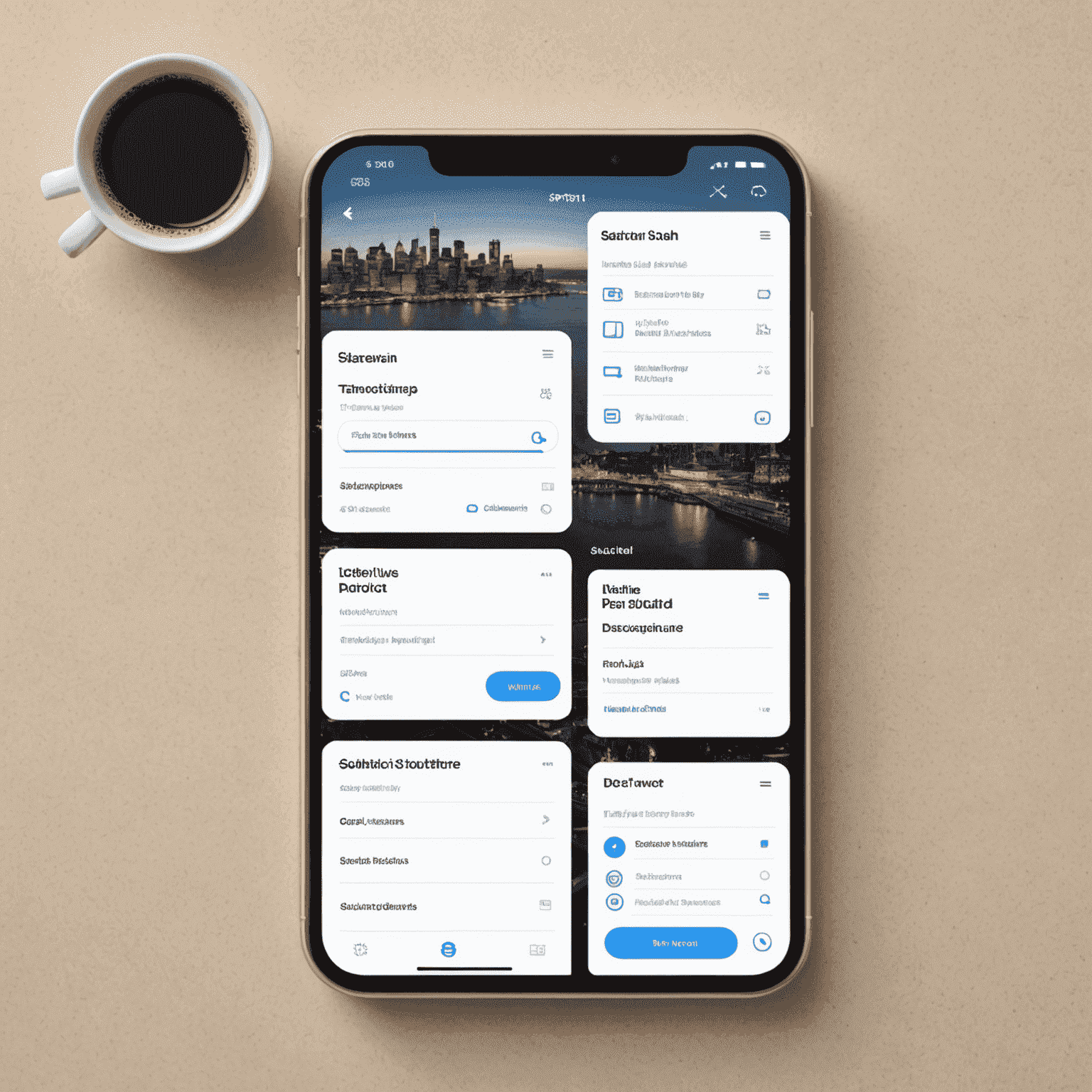 Imagen que muestra una interfaz de usuario moderna con elementos de diseño UX/UI como menús intuitivos, botones de llamada a la acción y diseño limpio.